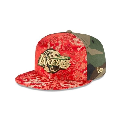 Green Los Angeles Lakers Hat - New Era NBA Dragon Satin 59FIFTY Fitted Caps USA9836275